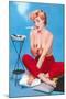 Topless Woman with Cigarette Holder-null-Mounted Art Print