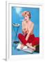 Topless Woman with Cigarette Holder-null-Framed Art Print