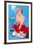 Topless Woman with Cigarette Holder-null-Framed Art Print