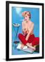 Topless Woman with Cigarette Holder-null-Framed Art Print