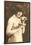 Topless Woman with Cup and Saucer-null-Framed Art Print