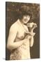 Topless Woman with Cup and Saucer-null-Stretched Canvas