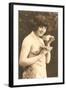 Topless Woman with Cup and Saucer-null-Framed Art Print