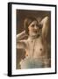 Topless Woman with Feather Boa-null-Framed Art Print