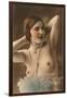 Topless Woman with Feather Boa-null-Framed Art Print