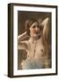 Topless Woman with Feather Boa-null-Framed Art Print