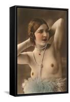 Topless Woman with Feather Boa-null-Framed Stretched Canvas