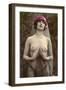 Topless Woman with Veil-null-Framed Art Print