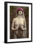 Topless Woman with Veil-null-Framed Art Print
