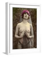 Topless Woman with Veil-null-Framed Art Print