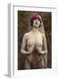 Topless Woman with Veil-null-Framed Art Print