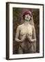 Topless Woman with Veil-null-Framed Art Print