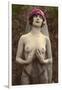 Topless Woman with Veil-null-Framed Art Print