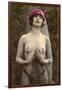 Topless Woman with Veil-null-Framed Art Print