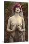 Topless Woman with Veil-null-Stretched Canvas