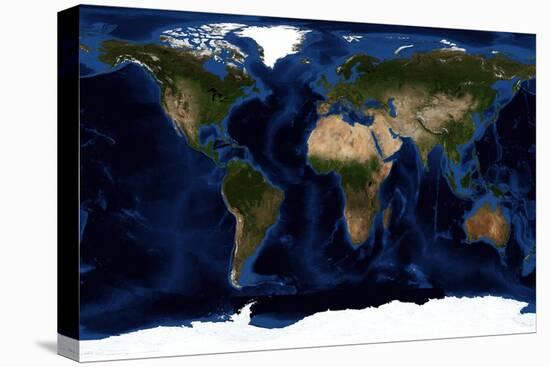 Topographic & Bathymetric Shading of Full Earth-Stocktrek Images-Stretched Canvas