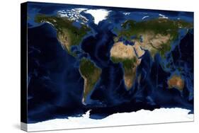 Topographic & Bathymetric Shading of Full Earth-Stocktrek Images-Stretched Canvas