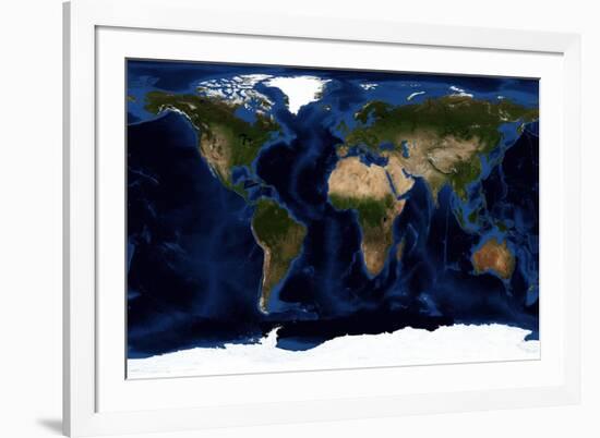Topographic & Bathymetric Shading of Full Earth-Stocktrek Images-Framed Premium Giclee Print