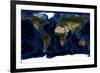 Topographic & Bathymetric Shading of Full Earth-Stocktrek Images-Framed Art Print