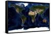 Topographic & Bathymetric Shading of Full Earth-Stocktrek Images-Framed Stretched Canvas