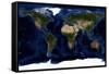 Topographic & Bathymetric Shading of Full Earth-Stocktrek Images-Framed Stretched Canvas