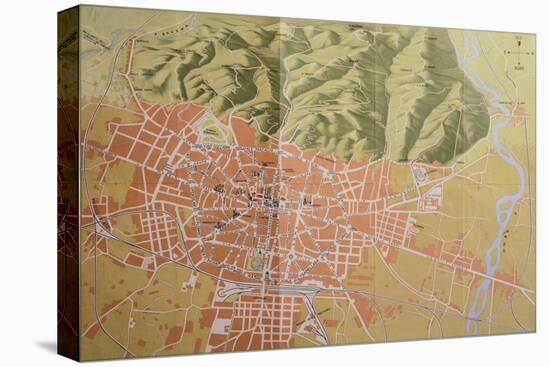 Topographic Map of Bologna, 1937, Italy-null-Stretched Canvas