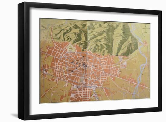 Topographic Map of Bologna, 1937, Italy-null-Framed Premium Giclee Print