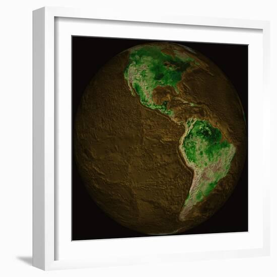 Topographic Map of Earth-Stocktrek Images-Framed Photographic Print