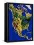 Topographic View of North and Central America-Stocktrek Images-Framed Stretched Canvas