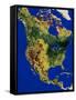 Topographic View of North and Central America-Stocktrek Images-Framed Stretched Canvas