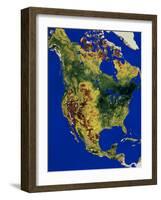 Topographic View of North and Central America-Stocktrek Images-Framed Photographic Print