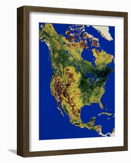 Topographic View of North and Central America-Stocktrek Images-Framed Photographic Print