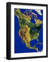 Topographic View of North and Central America-Stocktrek Images-Framed Photographic Print