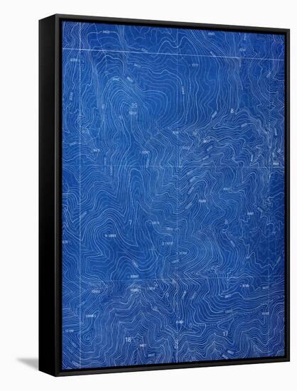 Topographical Blueprint Pattern-yobro-Framed Stretched Canvas