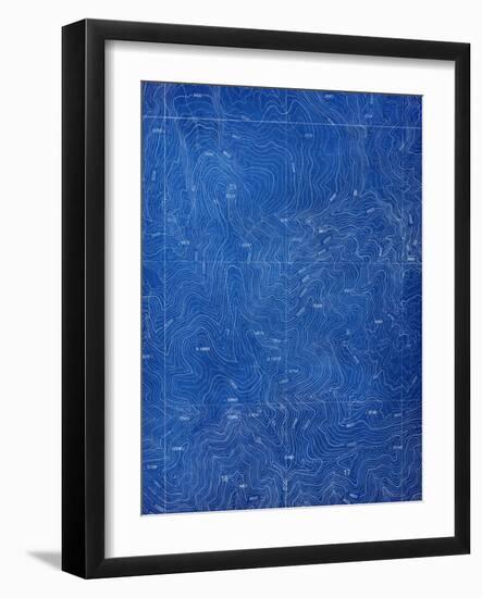 Topographical Blueprint Pattern-yobro-Framed Art Print