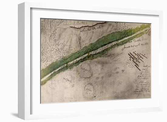 Topographical Chart of the Battlefield of the Little Big Horn-Amos Bad Heart Buffalo-Framed Giclee Print