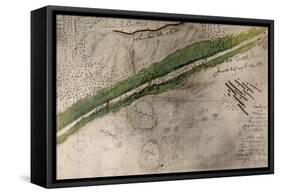 Topographical Chart of the Battlefield of the Little Big Horn-Amos Bad Heart Buffalo-Framed Stretched Canvas