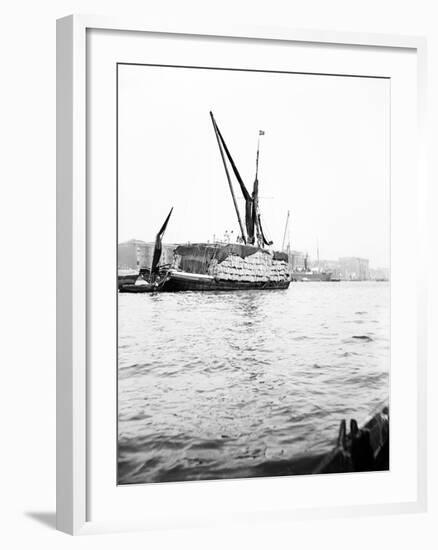 Topsail Barge on the Thames with its Top Mast Lowered, London, C1905-null-Framed Photographic Print