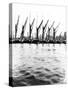 Topsail Barges at Anchor on the Thames, Some with Topsails Lowered, London, C1905-null-Stretched Canvas
