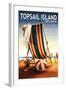 Topsail Island, North Carolina - Beach Chair and Ball-Lantern Press-Framed Art Print