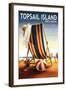 Topsail Island, North Carolina - Beach Chair and Ball-Lantern Press-Framed Art Print