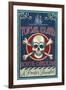 Topsail Island, North Carolina - Skull and Crossbones-Lantern Press-Framed Art Print