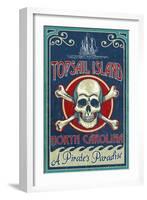 Topsail Island, North Carolina - Skull and Crossbones-Lantern Press-Framed Art Print