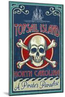 Topsail Island, North Carolina - Skull and Crossbones-Lantern Press-Mounted Art Print