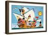 Topsy Turvy Pirate Ship-null-Framed Giclee Print