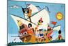 Topsy Turvy Pirate Ship-null-Mounted Giclee Print