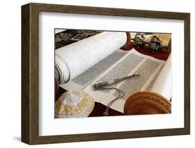 Torah scroll and Yad, Torah pointer, France-Godong-Framed Photographic Print