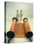 Torah Scroll with Silver Crown Finials-Jewish School-Stretched Canvas
