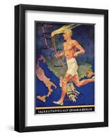 Torch Bearer at the Berlin Olympic Games, 1936-null-Framed Premium Giclee Print