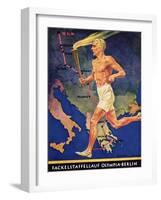 Torch Bearer at the Berlin Olympic Games, 1936-null-Framed Giclee Print